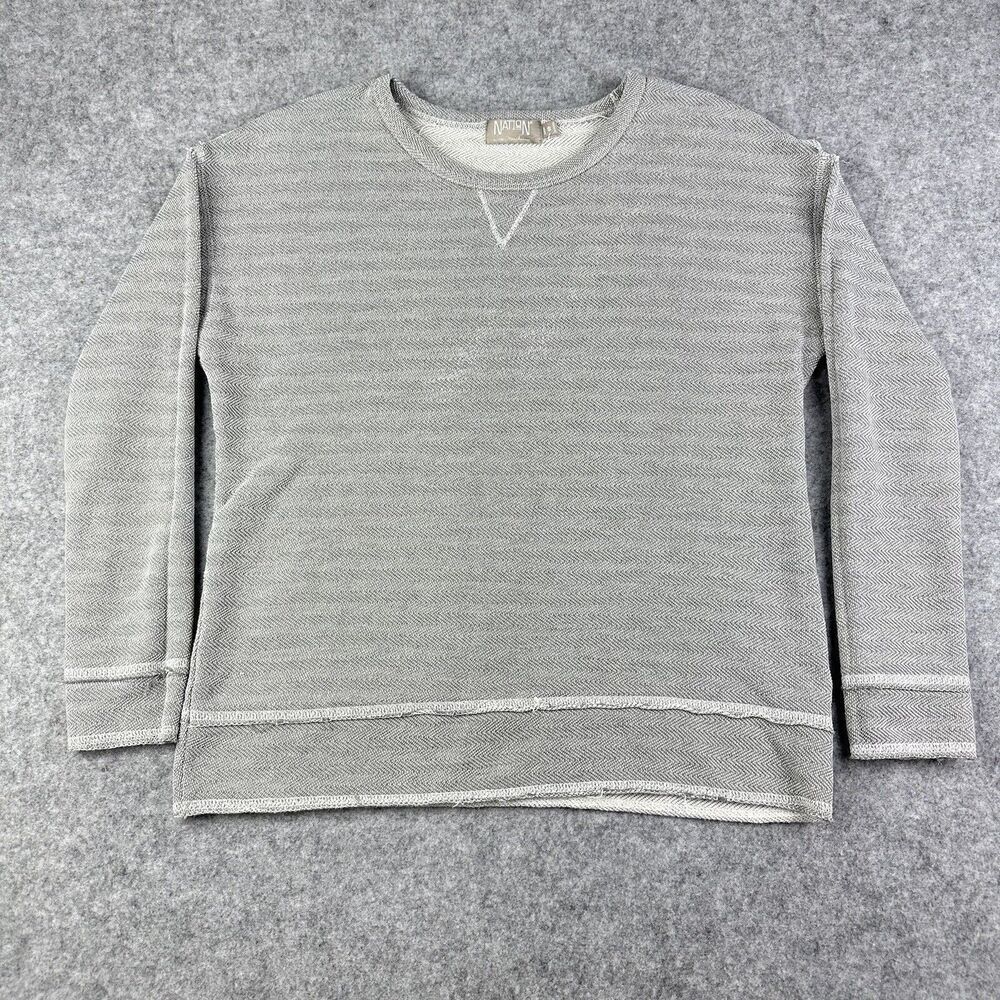Nation LTD Top Womens S Distressed Raw Hem Casual Comfort Long Sleeve Pullover